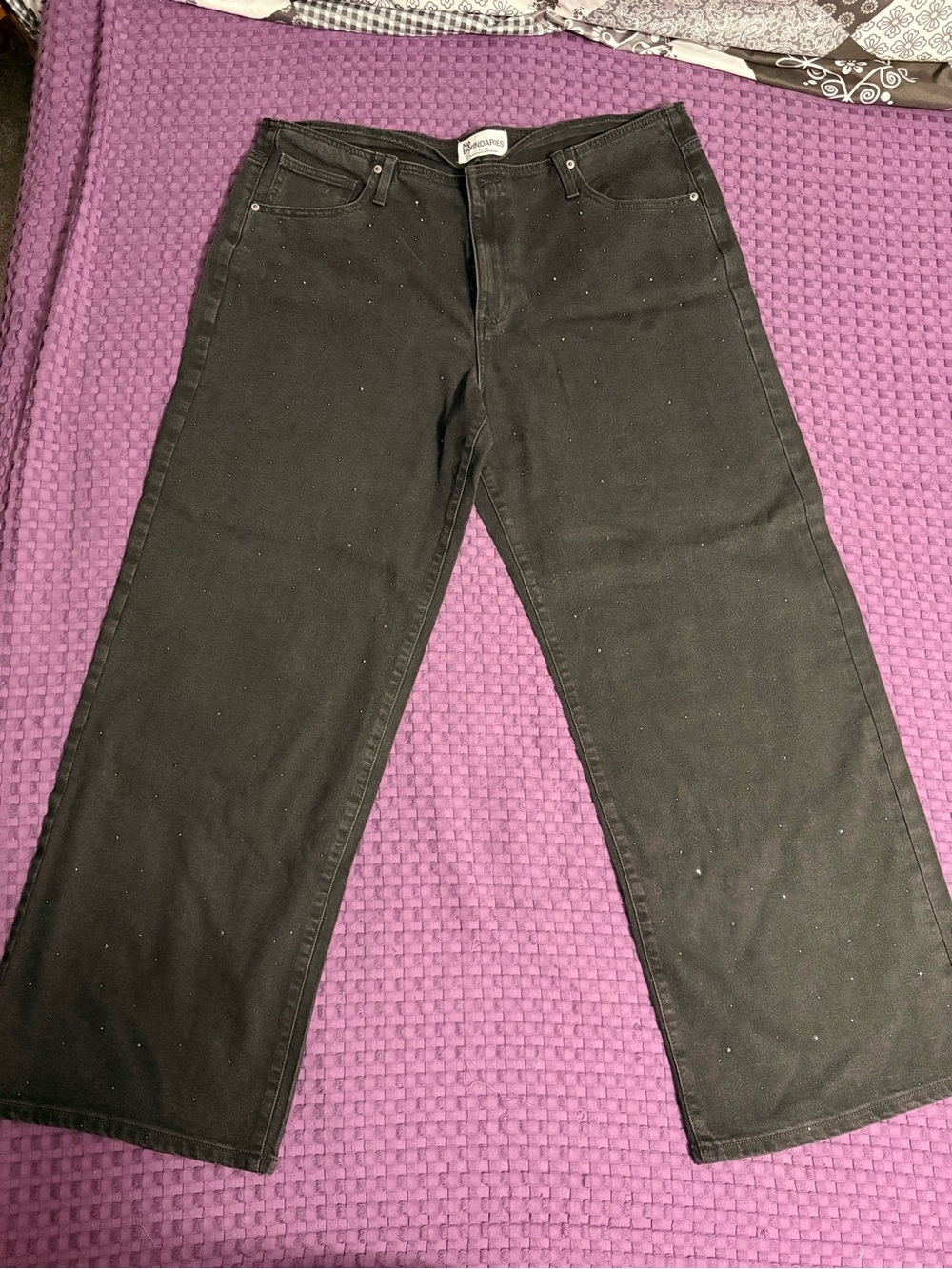 No Boundaries Black Wide-Leg Jeans with Sparkle Detail